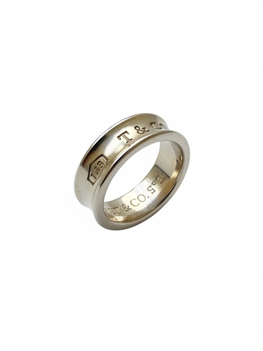 Tiffany and Co 1837 Sterling Silver Concave Band Ring Size 6
